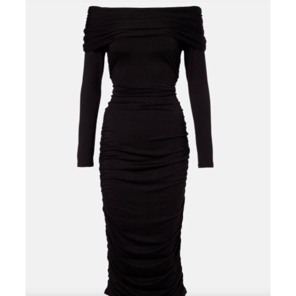 Tinette Off-The-Shoulder Midi Black Bodycon Long-Sleeve Dress NWT 368 XS Black